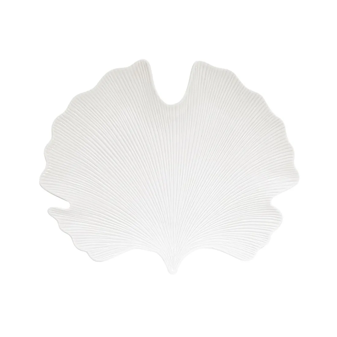 Moderne|Services De Table En Porcelaine>Easy Life Feuille en porcelaine en forme de ginko, 35×29 cm LEAVES WHITE
