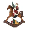 Noël|Christmas Figurines>Easy Life Figurine du père noël sur cheval à bascule en polyrésine CHRISTMAS FIGURINES