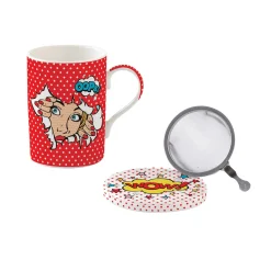 Coffret Cadeau|Petit Dejeuner>Easy Life Mug avec sous-verre et infuseur, 350 mlPOP ART