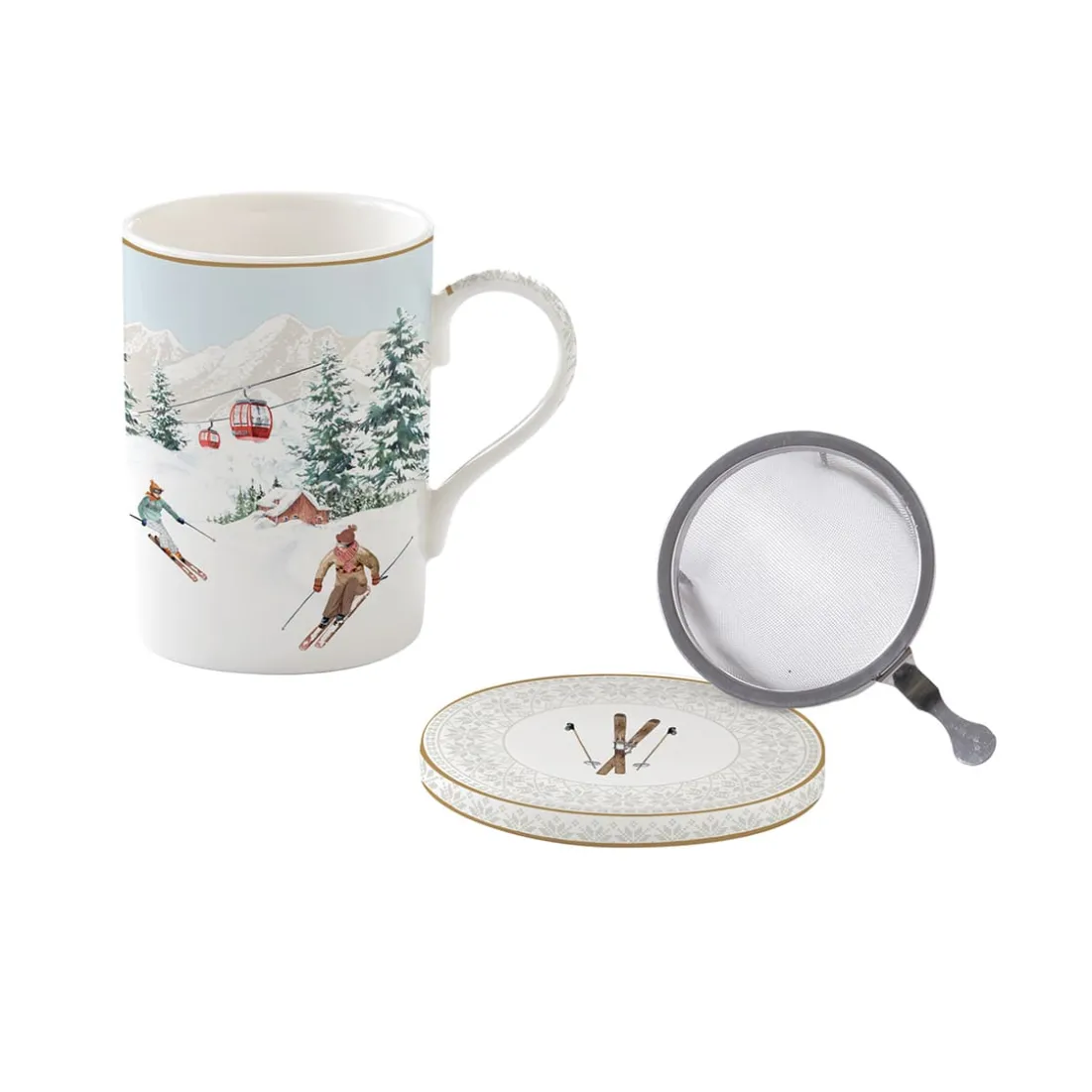 Noël|Petit Dejeuner>Easy Life Mug et sous-verre avec infuseur CHALET