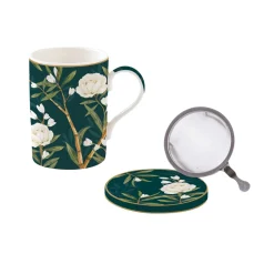 Petit Dejeuner|Royal Peonies>Easy Life Mug et sous-verre avec infuseur ROYAL PEONIES