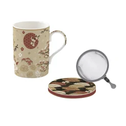 Coffret Cadeau|Petit Dejeuner>Easy Life Mug etdessous de verre avec infuseur KIMONO