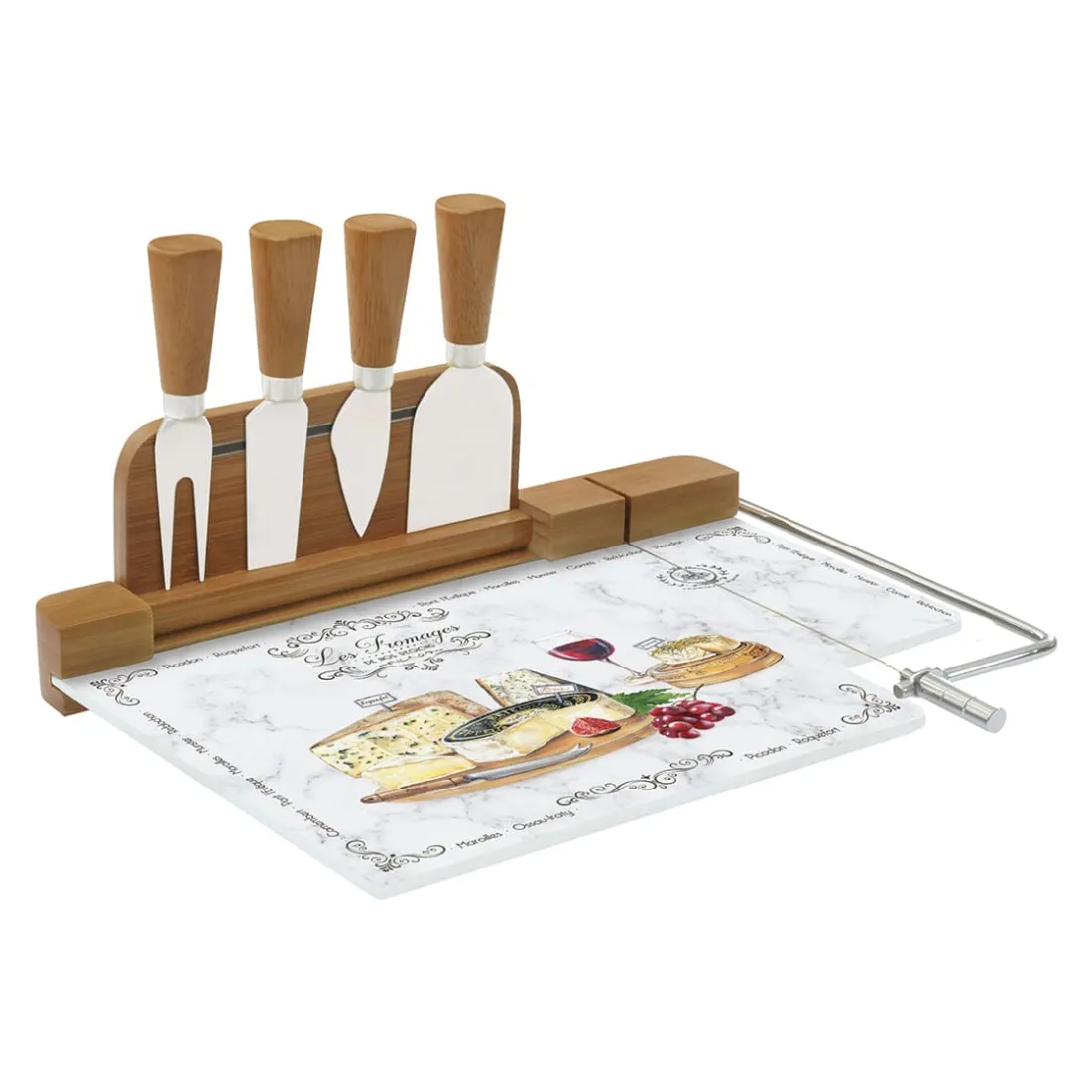 Quotidienne|Cuisine>Easy Life Planche à fromage avec fil et 4 couteaux à fromage LES FROMAGES