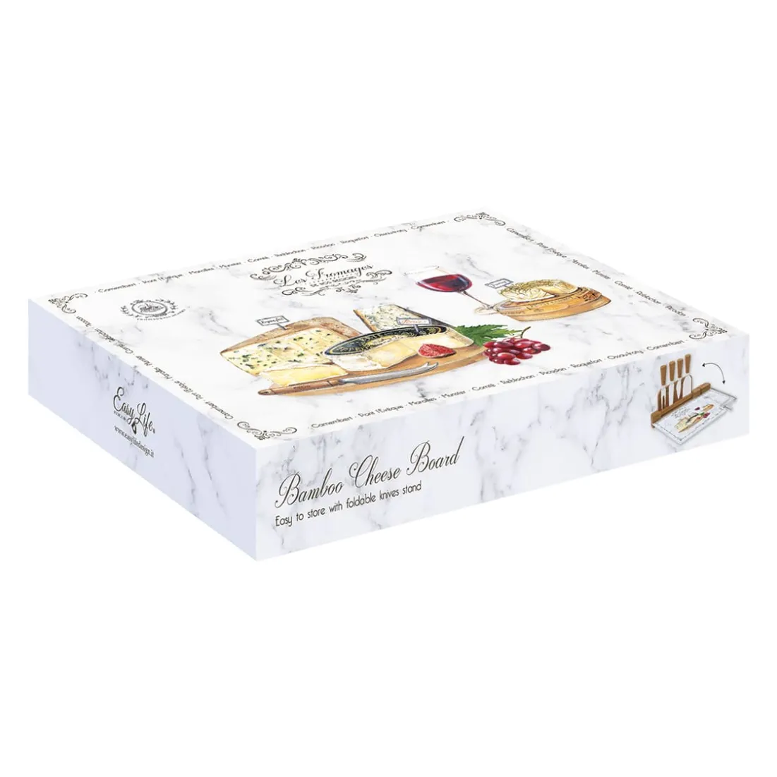 Quotidienne|Cuisine>Easy Life Planche à fromage avec fil et 4 couteaux à fromage LES FROMAGES