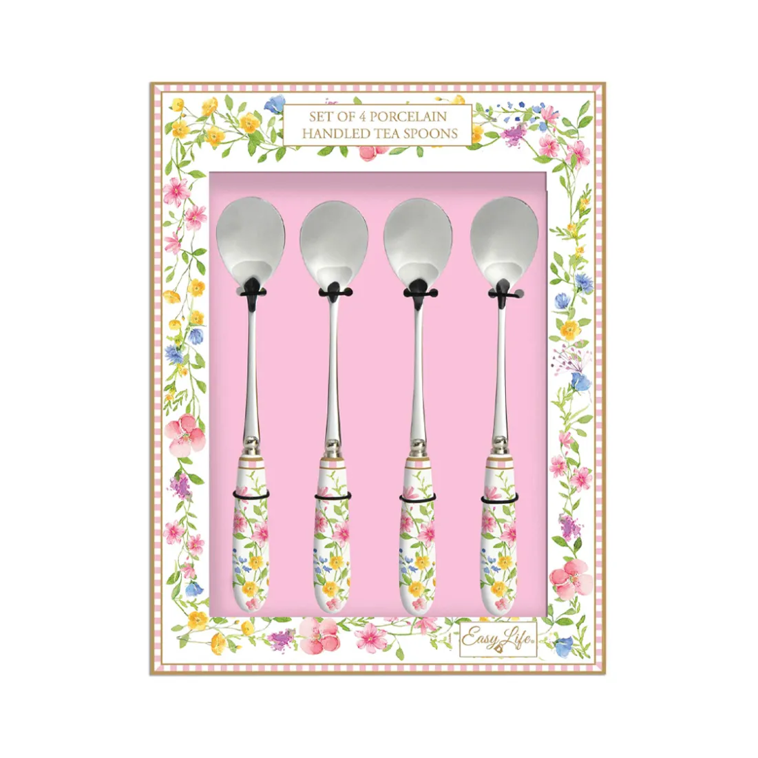 Services De Table En Porcelaine|Happy Easter>Easy Life Set 4 cuillères à café avec manche en porcelaine en c.b. HAPPY EASTER