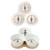 Noël|Services De Table En Porcelaine​>Easy Life Set apéritif avec 3 bols en porcelaine et support en bambou NUTCRACKER