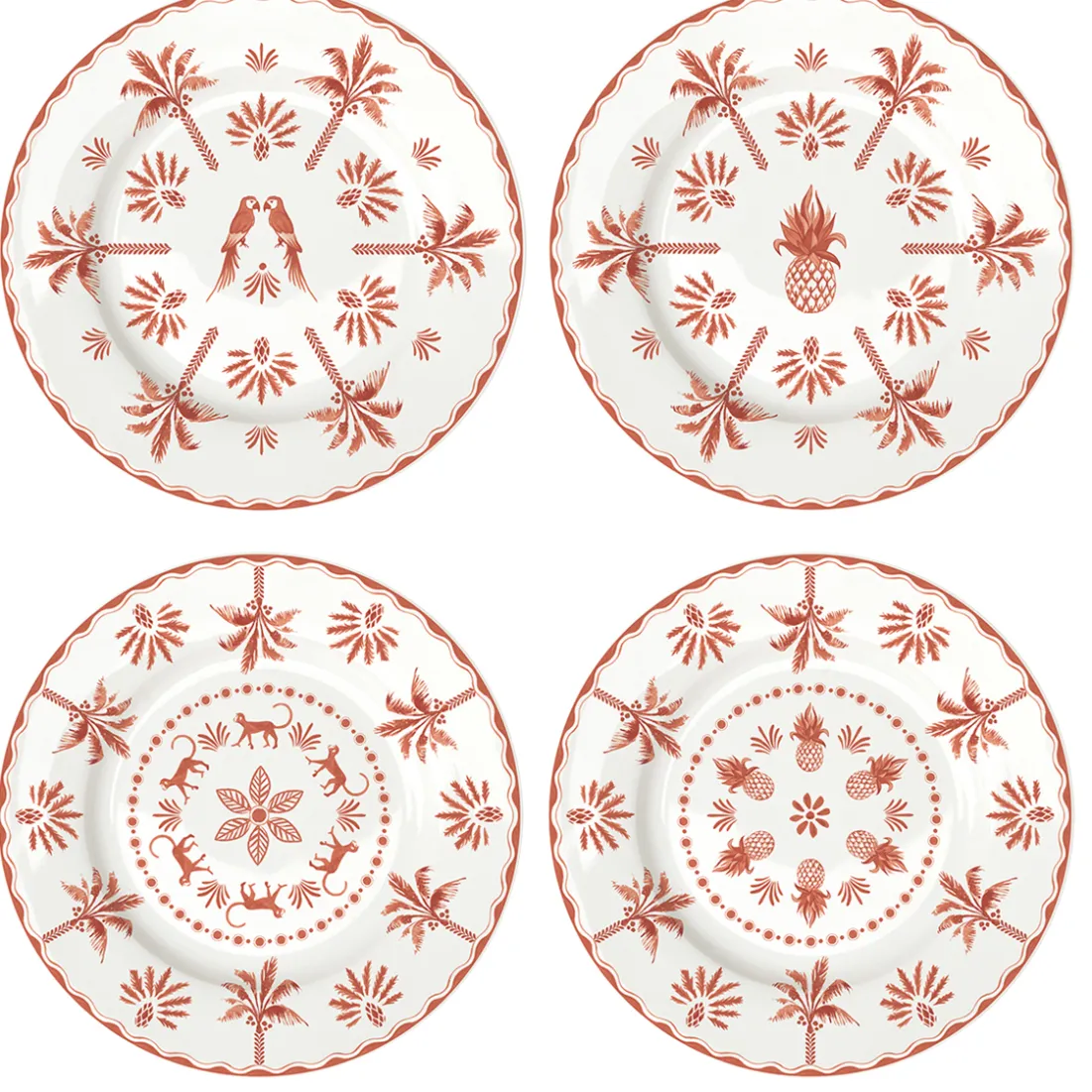 Services De Table En Porcelaine|Exotic Vibes>Easy Life Set de 4 assiettes à dessert EXOTIC VIBES