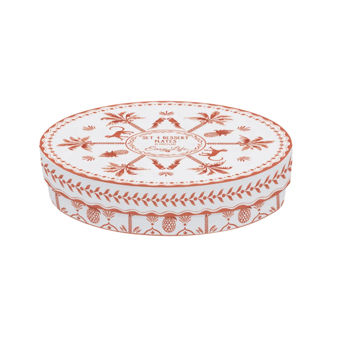 Services De Table En Porcelaine|Exotic Vibes>Easy Life Set de 4 assiettes à dessert EXOTIC VIBES