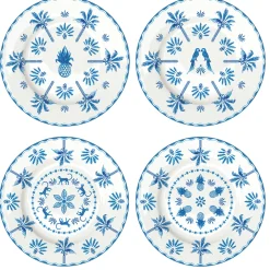 Services De Table En Porcelaine|Exotic Vibes>Easy Life Set de 4 assiettes à dessert bleues EXOTIC VIBES