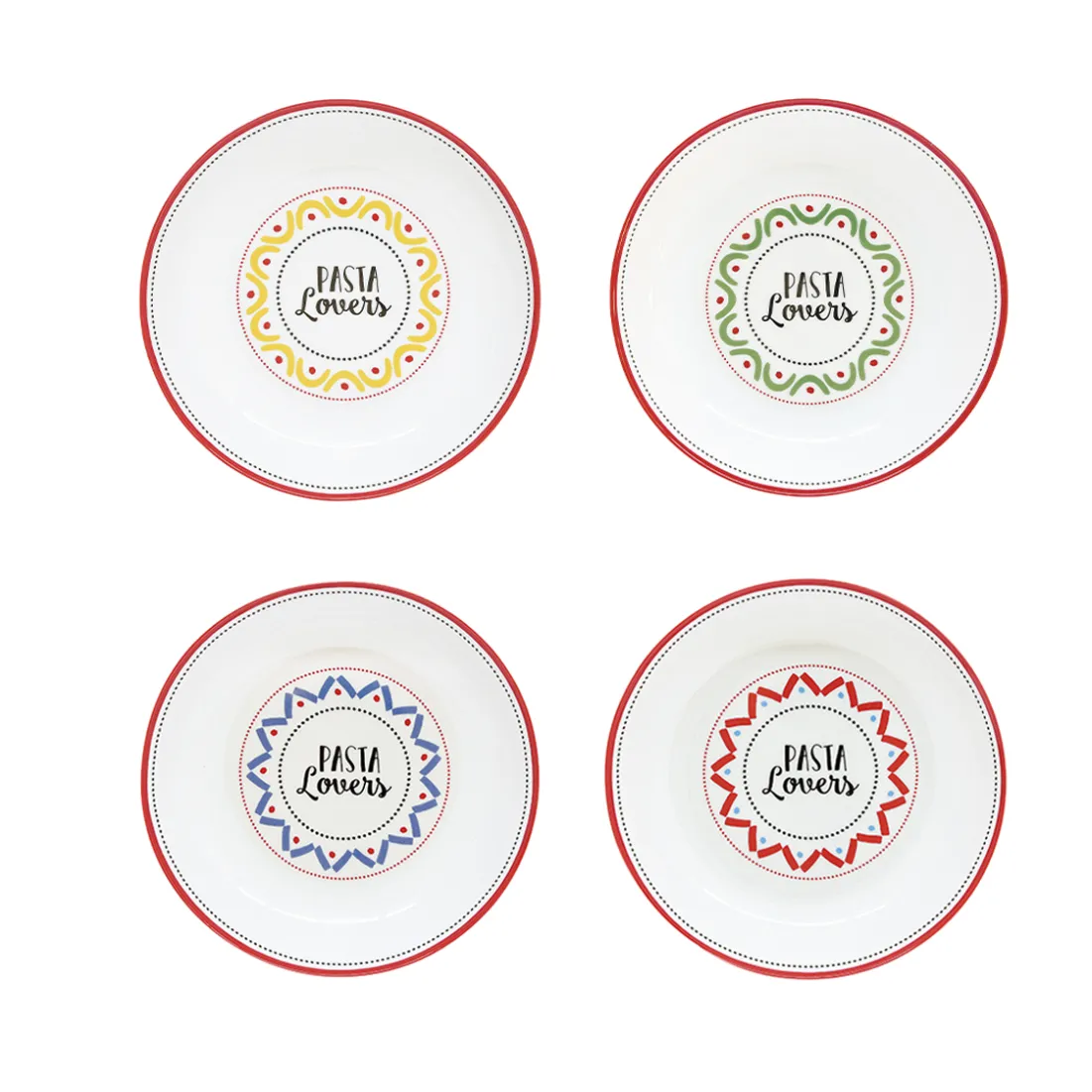 Services De Table En Porcelaine|Pizza & Pasta Lovers>Easy Life Set de 4 assiettes à pasta PASTA & PIZZA LOVERS