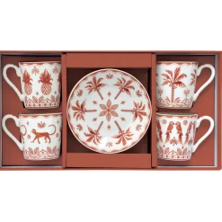 Ethnique|Petit Dejeuner>Easy Life Set de 4 tasses à café avec soucoupes EXOTIC VIBES