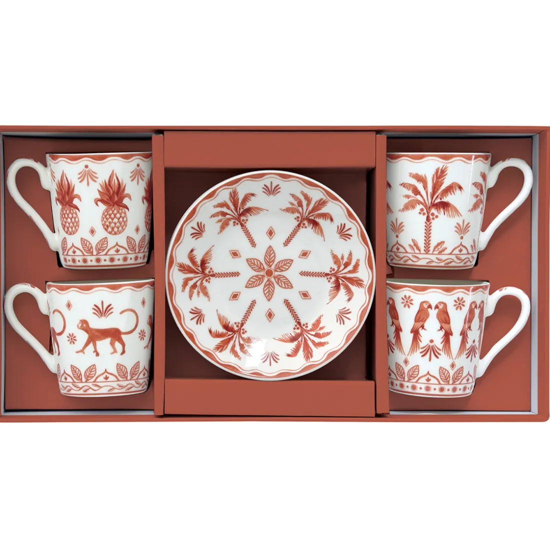 Ethnique|Petit Dejeuner>Easy Life Set de 4 tasses à café avec soucoupes EXOTIC VIBES