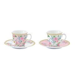 Romantique|Petit Dejeuner>Easy Life Set de 2 tasses à café avec soucoupe 80 ml GARDEN JOY