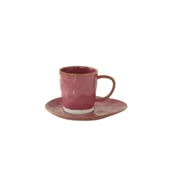 Moderne|Petit Dejeuner>Easy Life Set de 6 tasses à café de 120 ml avec soucoupes en porcelaine INTERIORS BURGUNDY
