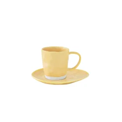 Moderne|Petit Dejeuner>Easy Life Set de 6 tasses à café de 120 ml avec soucoupes en porcelaine INTERIORS YELLOW