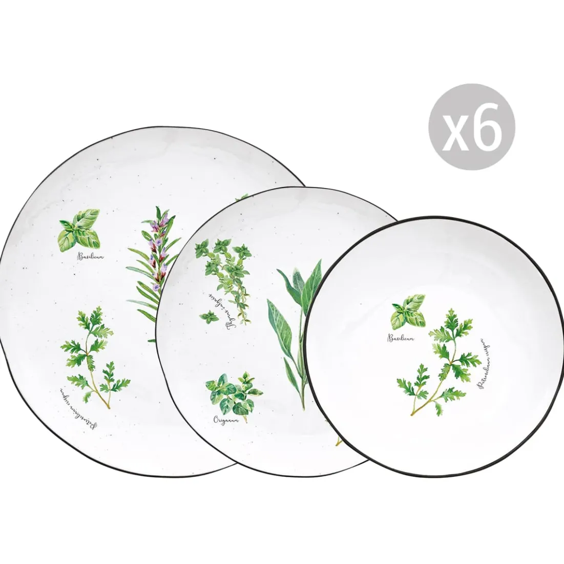 Quotidienne|Services De Table En Porcelaine>Easy Life Set de vaisselle 18 pcs HERBARIUM