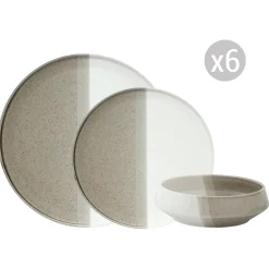 Services De Table En Porcelaine​|Double>Easy Life Set de vaisselle 18 pièces DOUBLE BEIGE