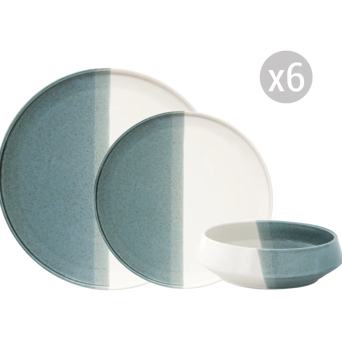 Services De Table En Porcelaine|Double>Easy Life Set de vaisselle 18 pièces DOUBLE GREEN