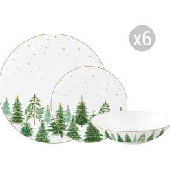 Services De Table En Porcelaine​|Festive Trees>Easy Life Set de vaisselle 18 pièces FESTIVE TREES