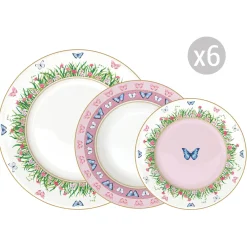 Romantique|Services De Table En Porcelaine​>Easy Life Set de vaisselle 18 pièces SPRING PARADE