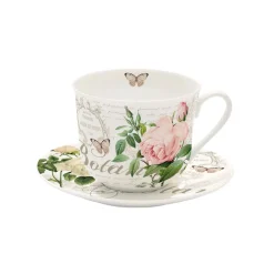 Romantique|Petit Dejeuner>Easy Life Tasse à petit-déjeuner avec assiette JARDIN BOTANIQUE