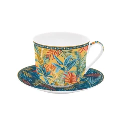 Coffret Cadeau|Petit Dejeuner>Easy Life Tasse à petit-déjeuner avec soucoupe 400 ml en porcelaine EQUATORIAL