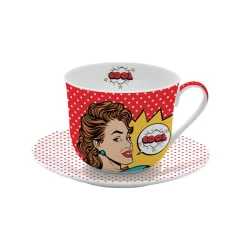 Coffret Cadeau|Petit Dejeuner>Easy Life Tasse à petit-déjeuner avec assiette, 400 ml POP ART