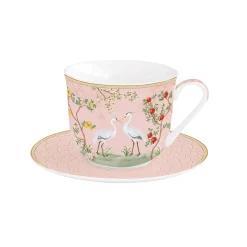 Nature|Petit Dejeuner>Easy Life Tasse à petit-déjeuner avec soucoupe, 370 ml JARDIN DE REVES