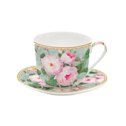 Romantique|Petit Dejeuner>Easy Life Tasse à petit-déjeuner avec soucoupe ROSES IN BLOOM