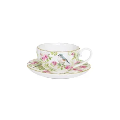 Romantique|Petit Dejeuner>Easy Life Tasse à thé avec soucoupe, 200 ml en porcelaine SPRING TIME