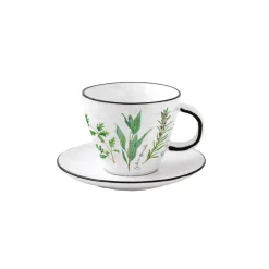 Quotidienne|Petit Dejeuner>Easy Life Tasse avec soucoupe, 250 ml en porcelaine HERBARIUM