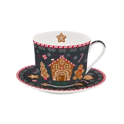 Noël|Petit Dejeuner>Easy Life Tasse de petit déjeuner avec soucoupe GINGERBREAD