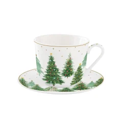 Petit Dejeuner|Festive Trees>Easy Life Tasse de petit déjeuner avec soucoupe FESTIVE TREES