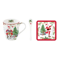 Noël|Petit Dejeuner>Easy Life Tasse et cuillère avec sous-verre JOYFUL SANTA