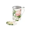 Romantique|Petit Dejeuner>Easy Life Tasse et soucoupe en porcelaine avec infuseur JARDIN BOTANIQUE