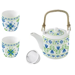 Petit Dejeuner|Flowers Garden>Easy Life Théière avec infuseur et 2 tasses FLOWERS GARDEN